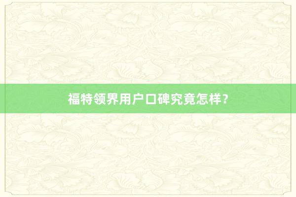 福特领界用户口碑究竟怎样？